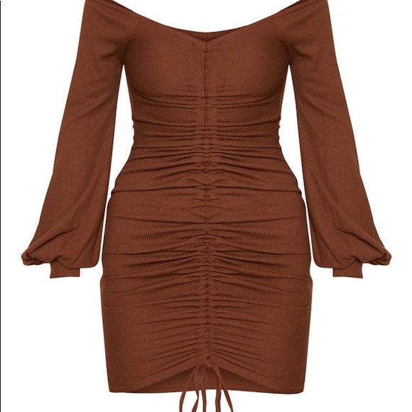 🚫 SOLD 🚫 PLT Ribbed Bardot Balloon Sleeve Ruched - Picture 2 of 6